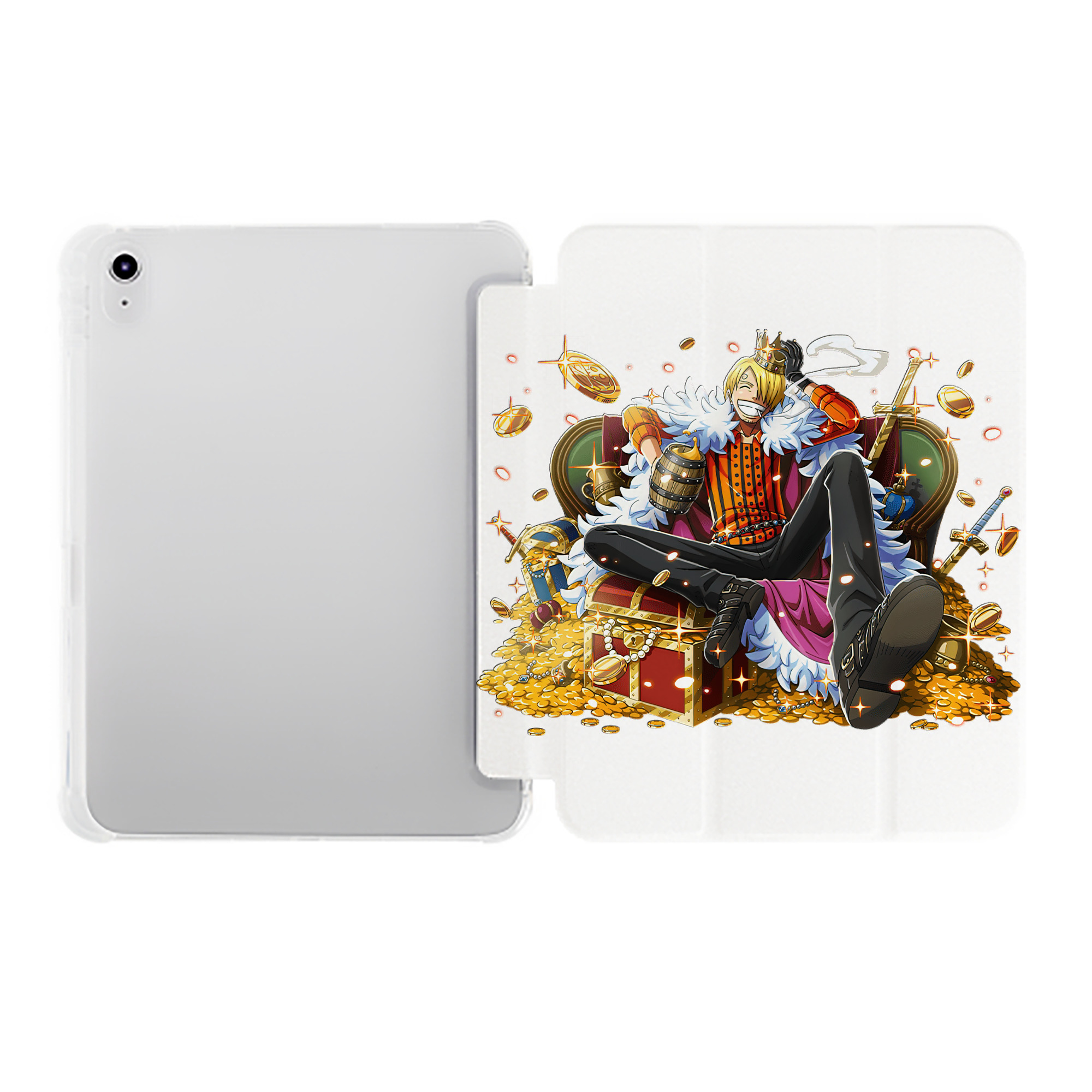 （画像用） ワンピース サンジ ONE PIECE Sanji IPad ケース ペン収納付き 三つ折りスタンド PUレザー×シリコン 対応機種9.5/10.5/10.9インチ